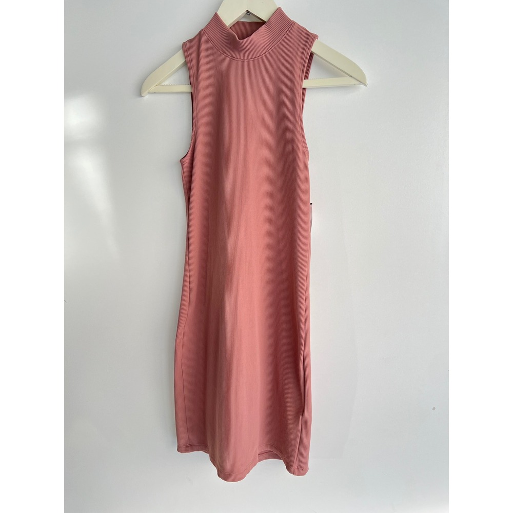 Abercrombie & Fitch Ribbed Mock Neck Sleeveless Mini Dress Pink Size Small Tall - Picture 3 of 9